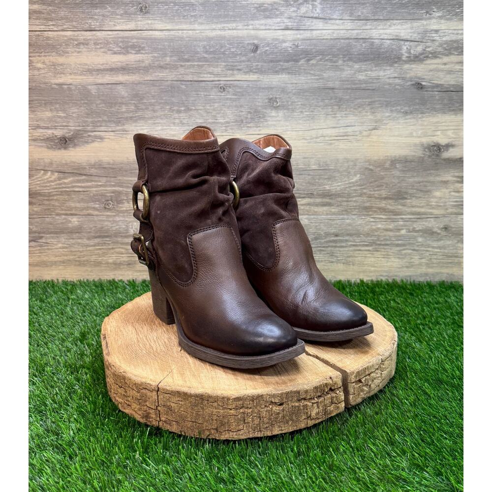 Lucky Brand Women - Size 9M - Dark Brown Suede Harness Ankle Boots